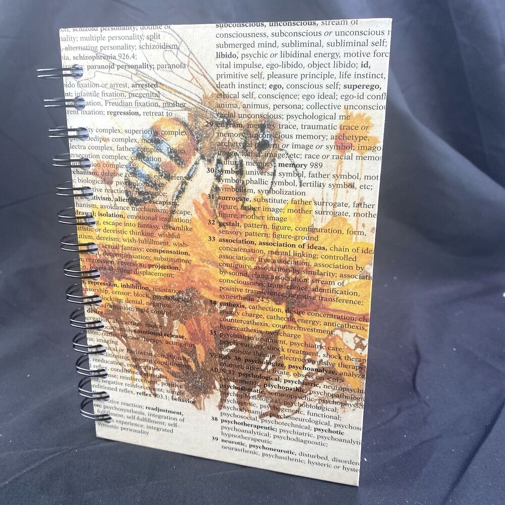 Journal Unique Bee Lover Designs Handmade Upcycled Spiral Notebook Honey 200 Pg